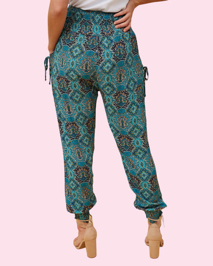 Harem Pant ABSTRACT MULTI GREEN