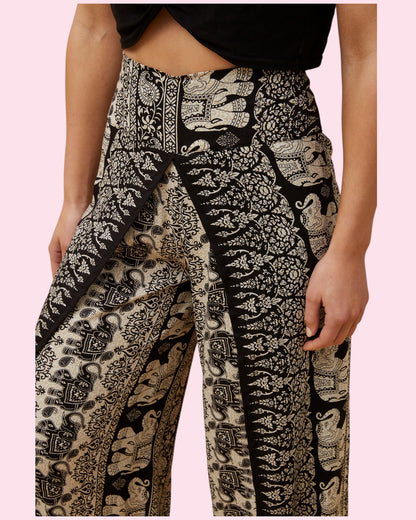 Kimora Long Printed Pants - BLACK