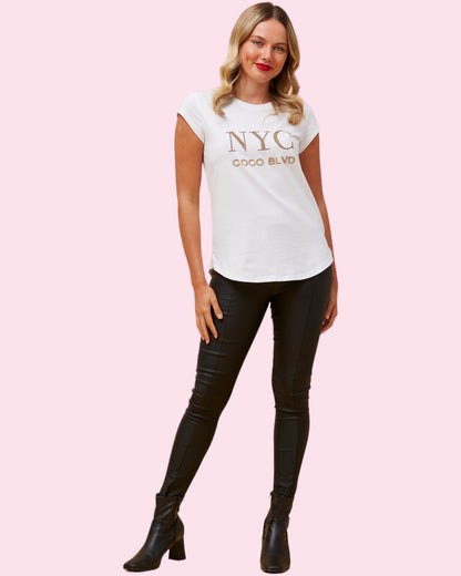 NYC Embroided Tee - White