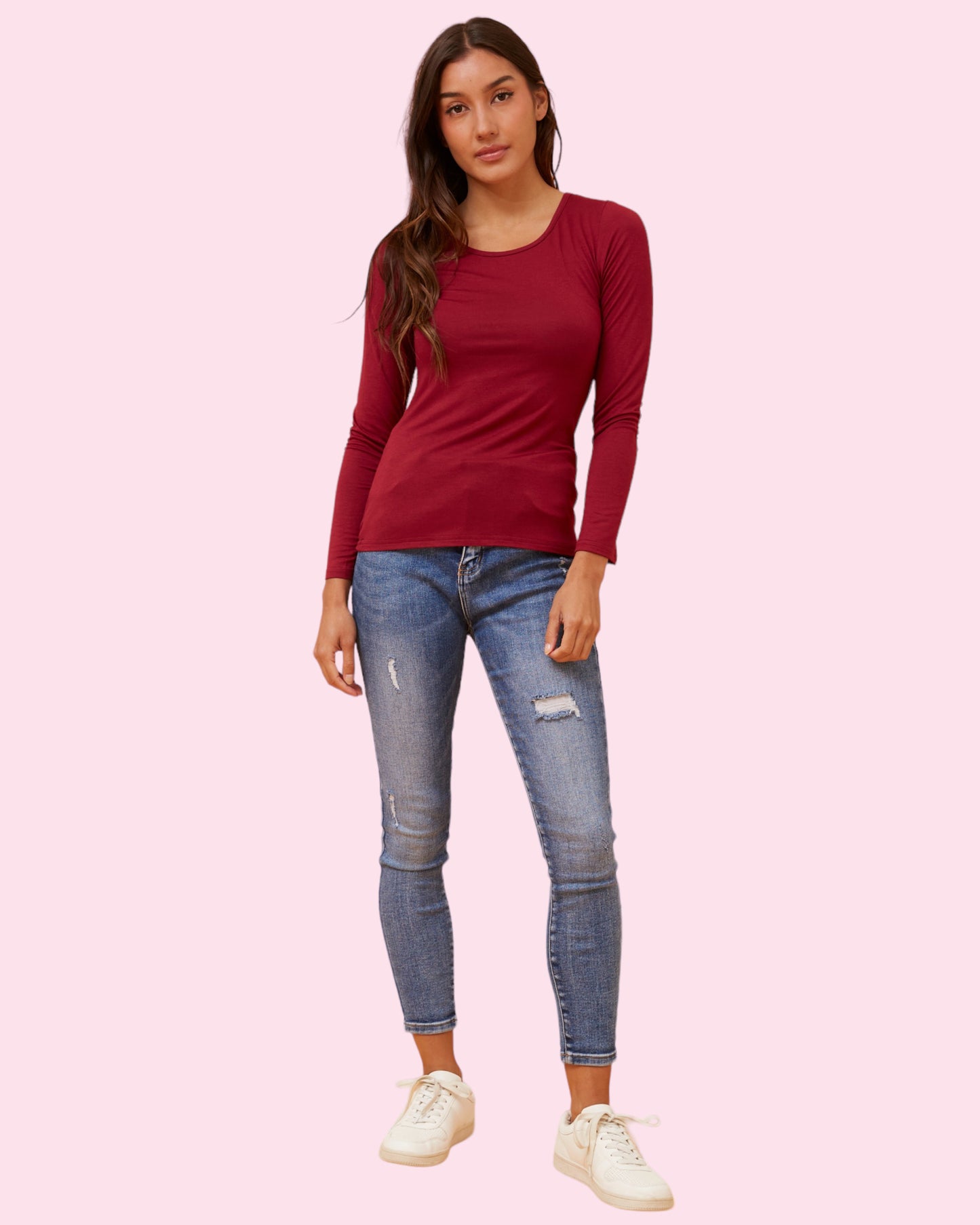 Amity Plain Top - Burgundy