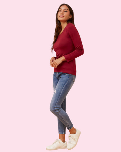 Amity Plain Top - Burgundy