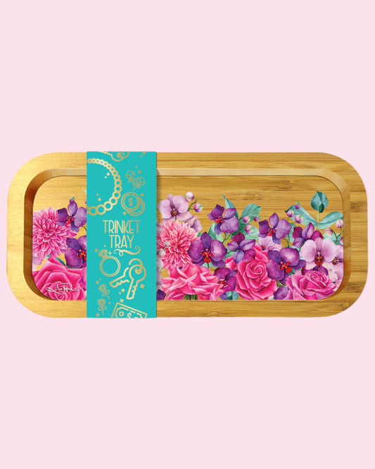 Bamboo Trinket Tray Rose Bouquet