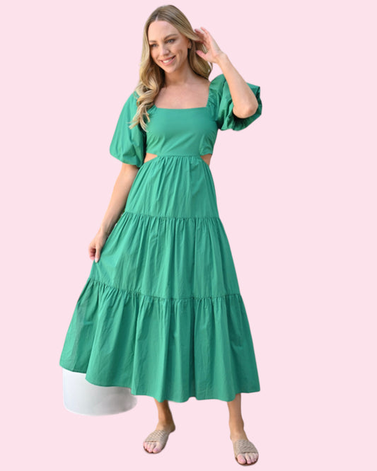 Maci Waist Cut Out Dress - Green