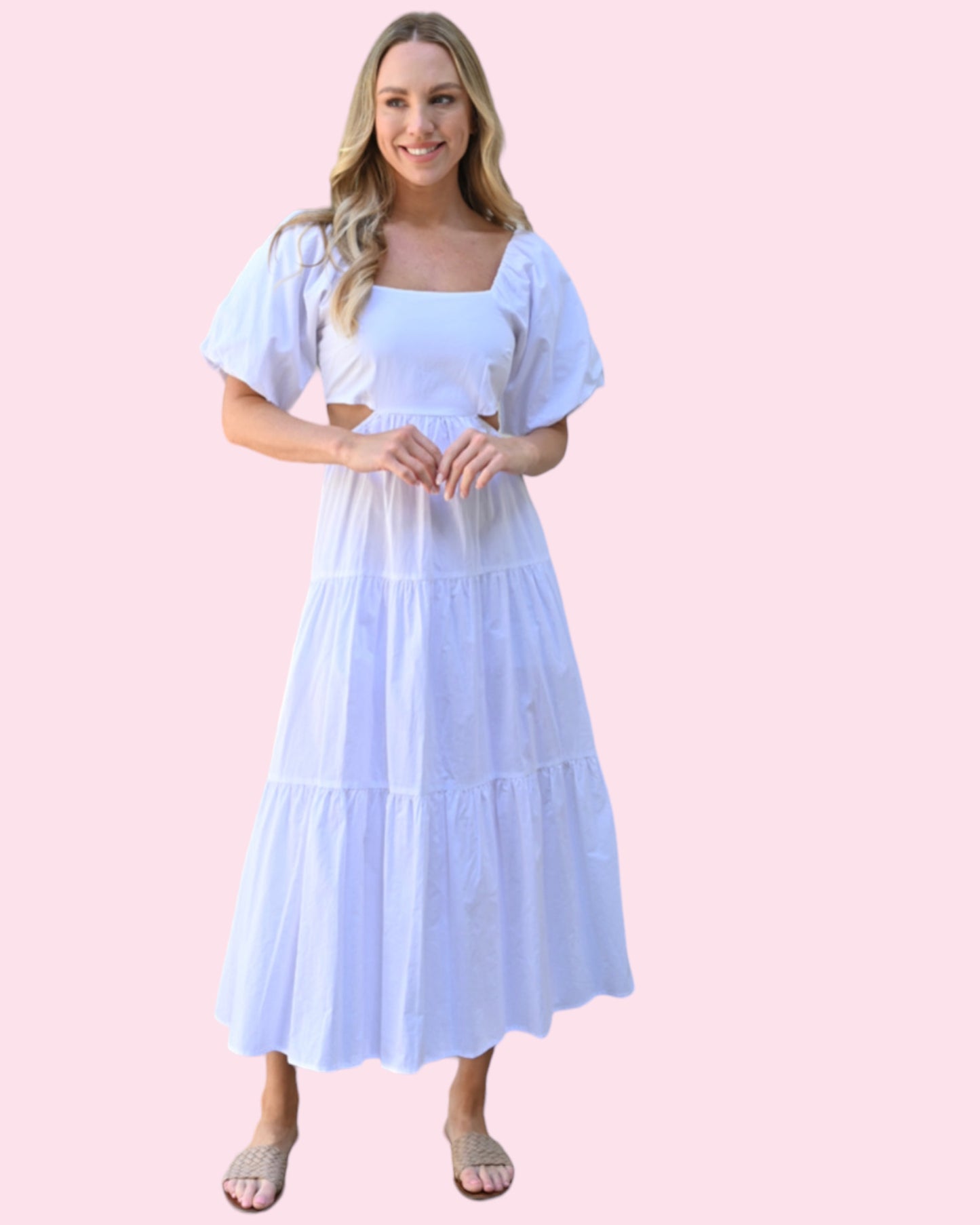 Maci Waist Cut Out Dress - White