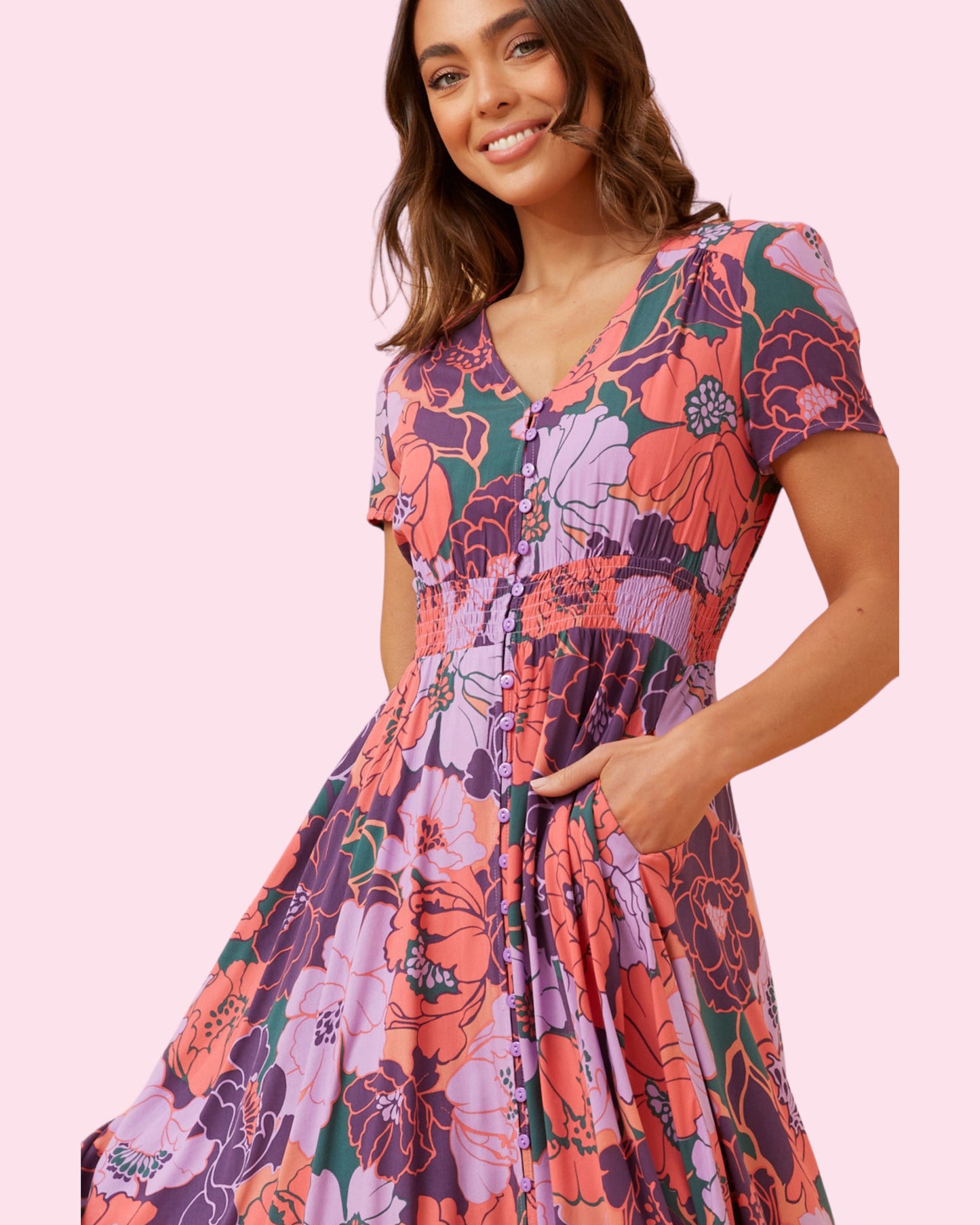 Anna Maxi Dress - Purple Floral