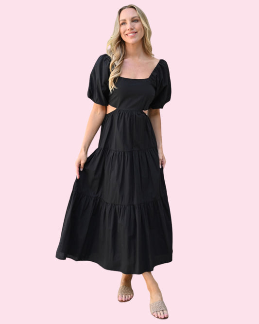 Maci Waist Cut Out Dress - Black