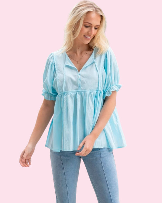 Cassie Cotton Top - Blue