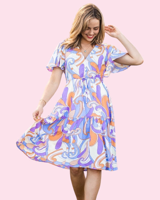 Julie Wave Print Dress