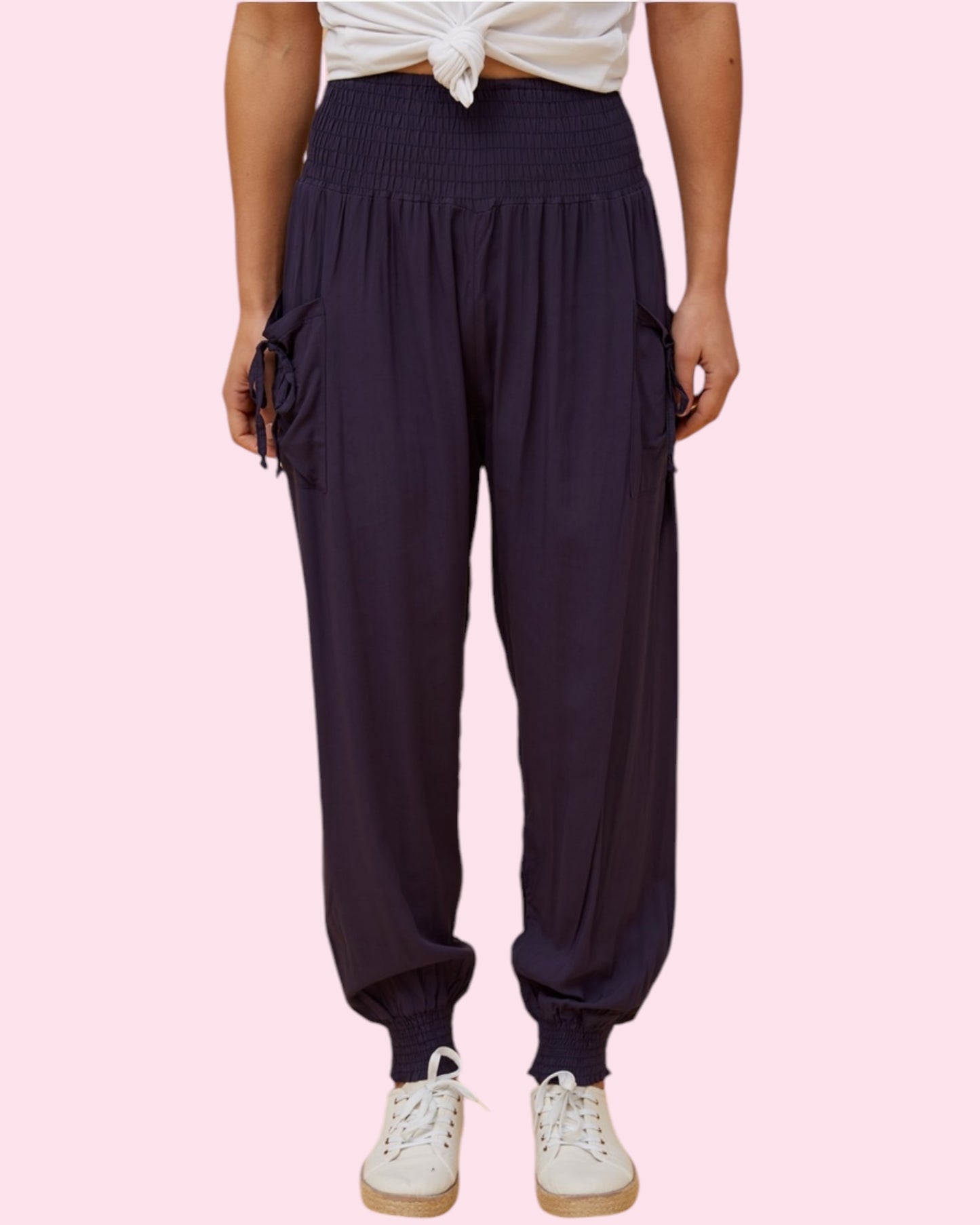 Plain Colours Harem Pants - Navy