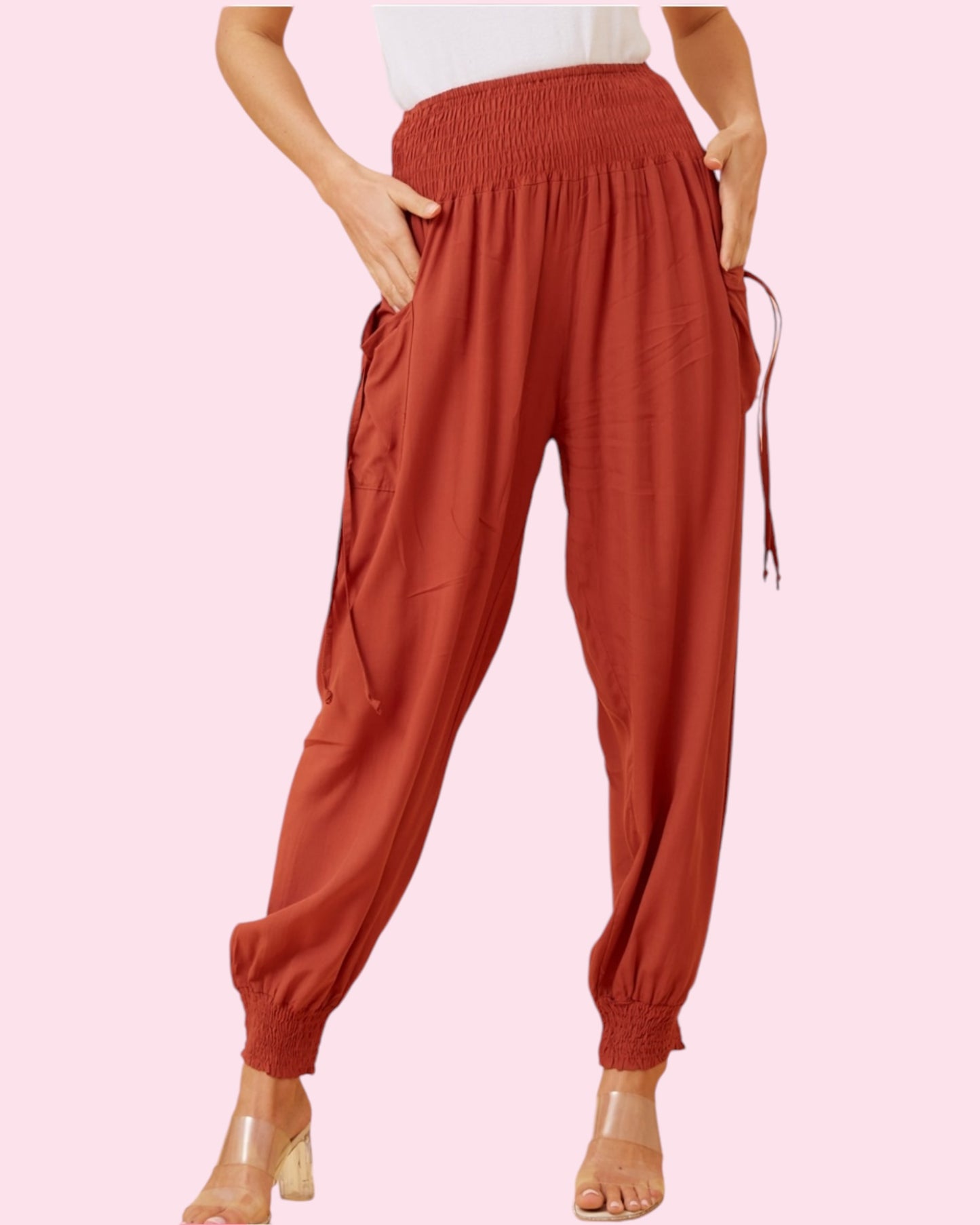 Plain Colours Harem Pants - Burnt Orange