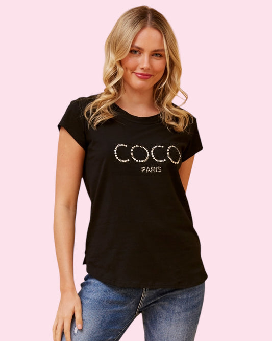 Coco Paris Cotton Tee - Black