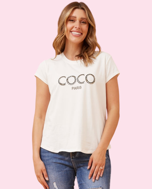 Coco Paris Cotton Tee - White