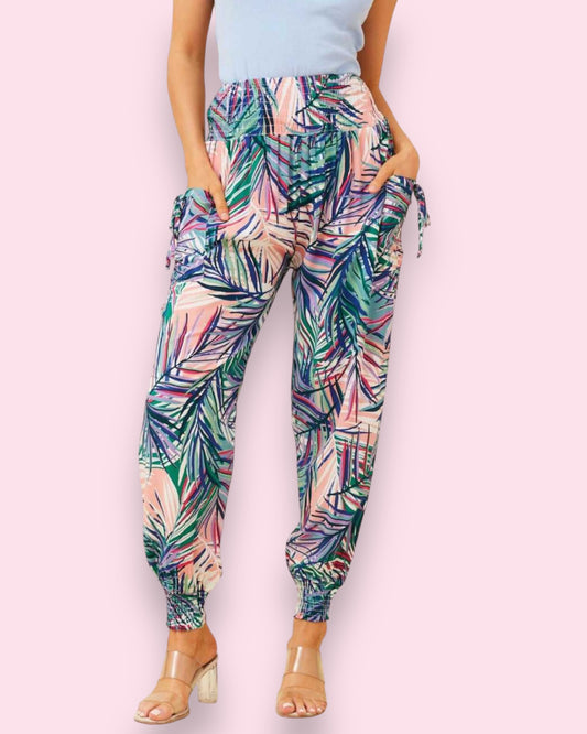 Harem Pants - Rainbow Palm Print