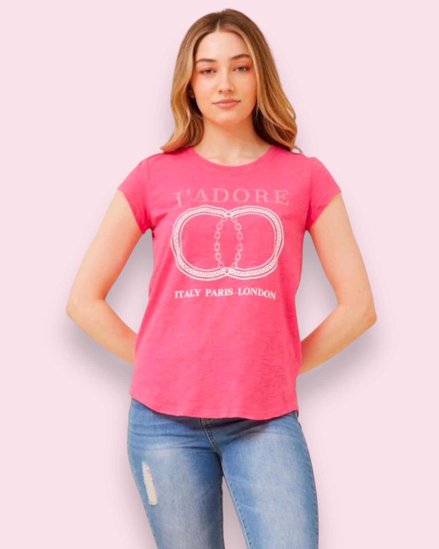 J’ADORE Graphic Tee - Candy Pink