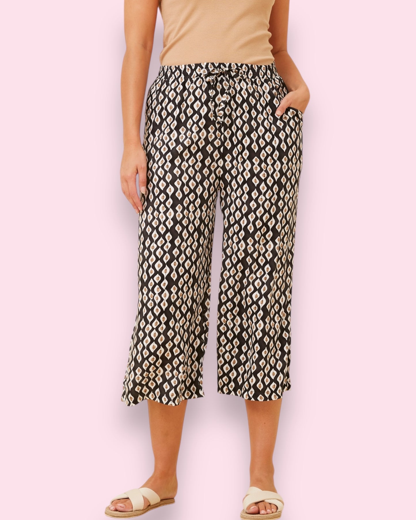 Ebony Printed Pants - Black