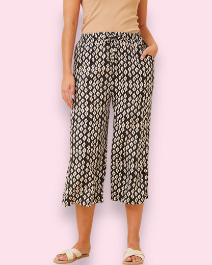 Ebony Printed Pants - Black