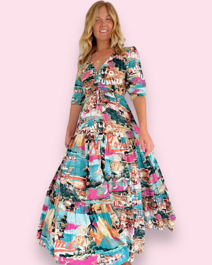 Tessa Maxi Dress - Rome Print