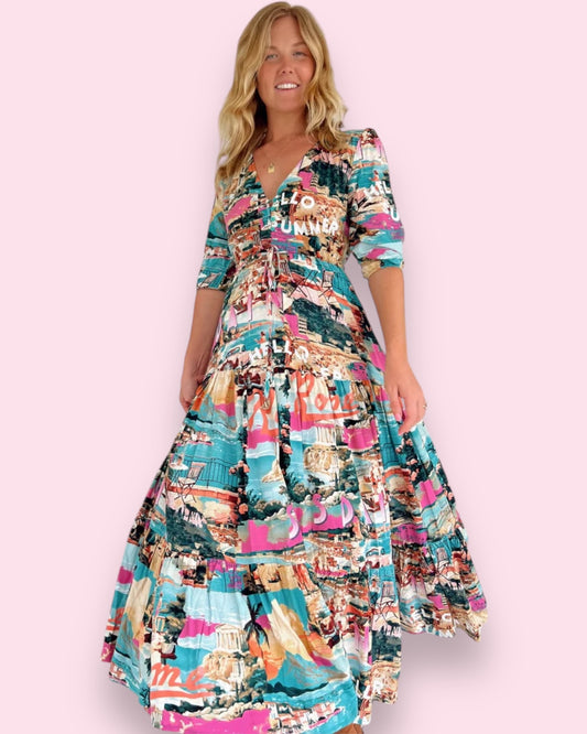 Tessa Maxi Dress - Rome Print
