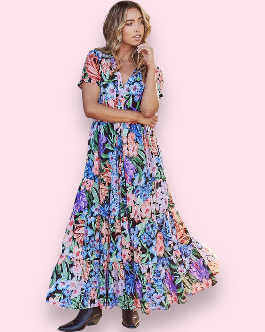 June Maxi Dress - Midnight Tropics