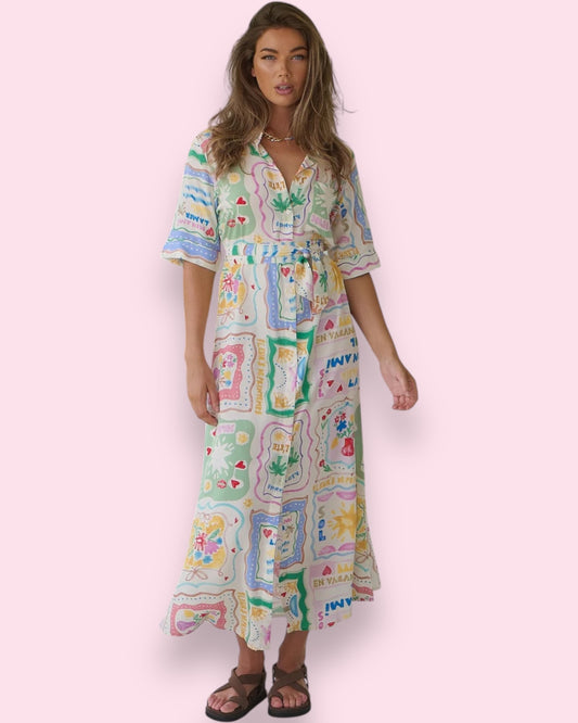 Pepper Midi Dress - La Mer Print