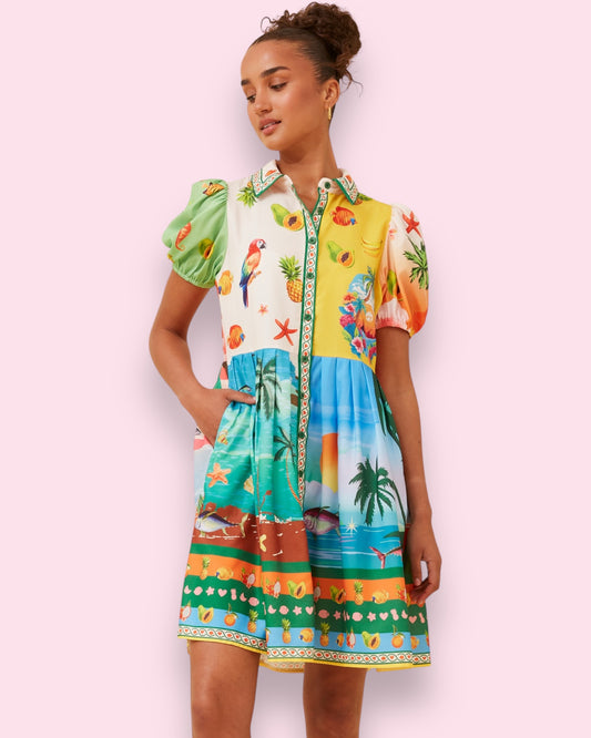 Nori Tropical Print Dress.