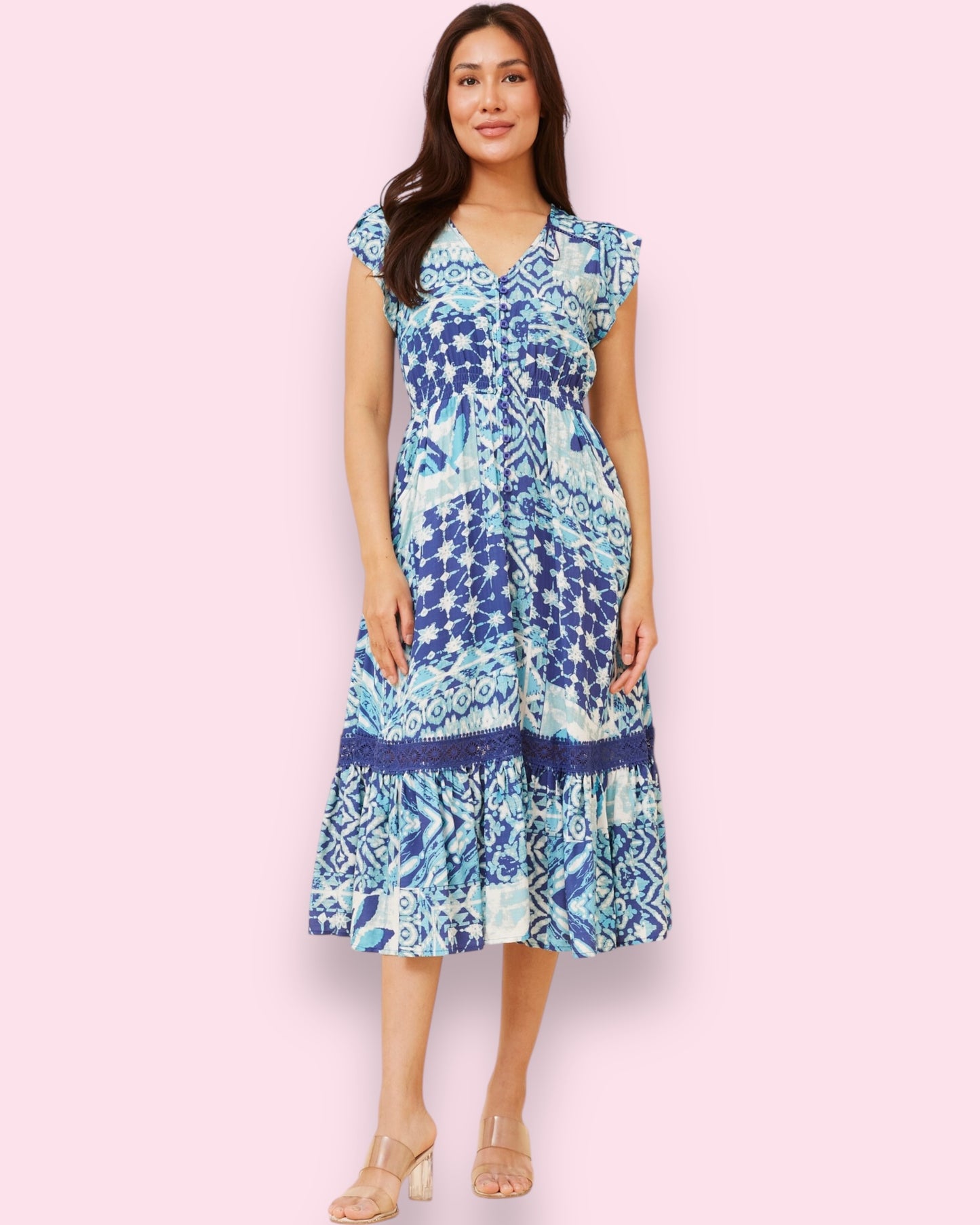 Clea Midi - Indigo/White
