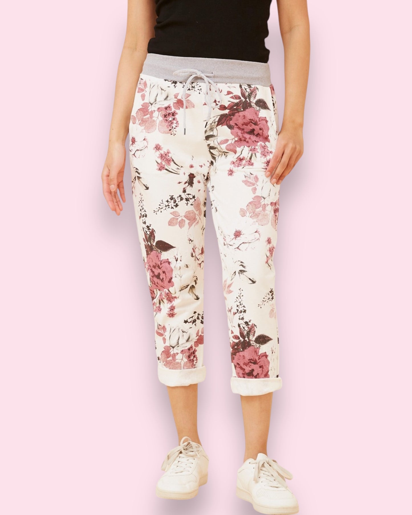 Jazzy 7/8 Printed Pants - Multi White/Red