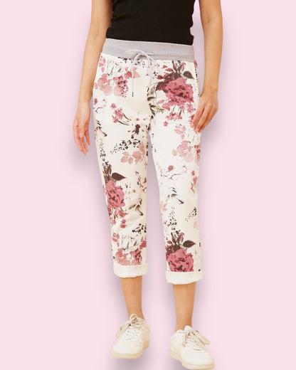 Jazzy 7/8 Printed Pants - Multi White/Red