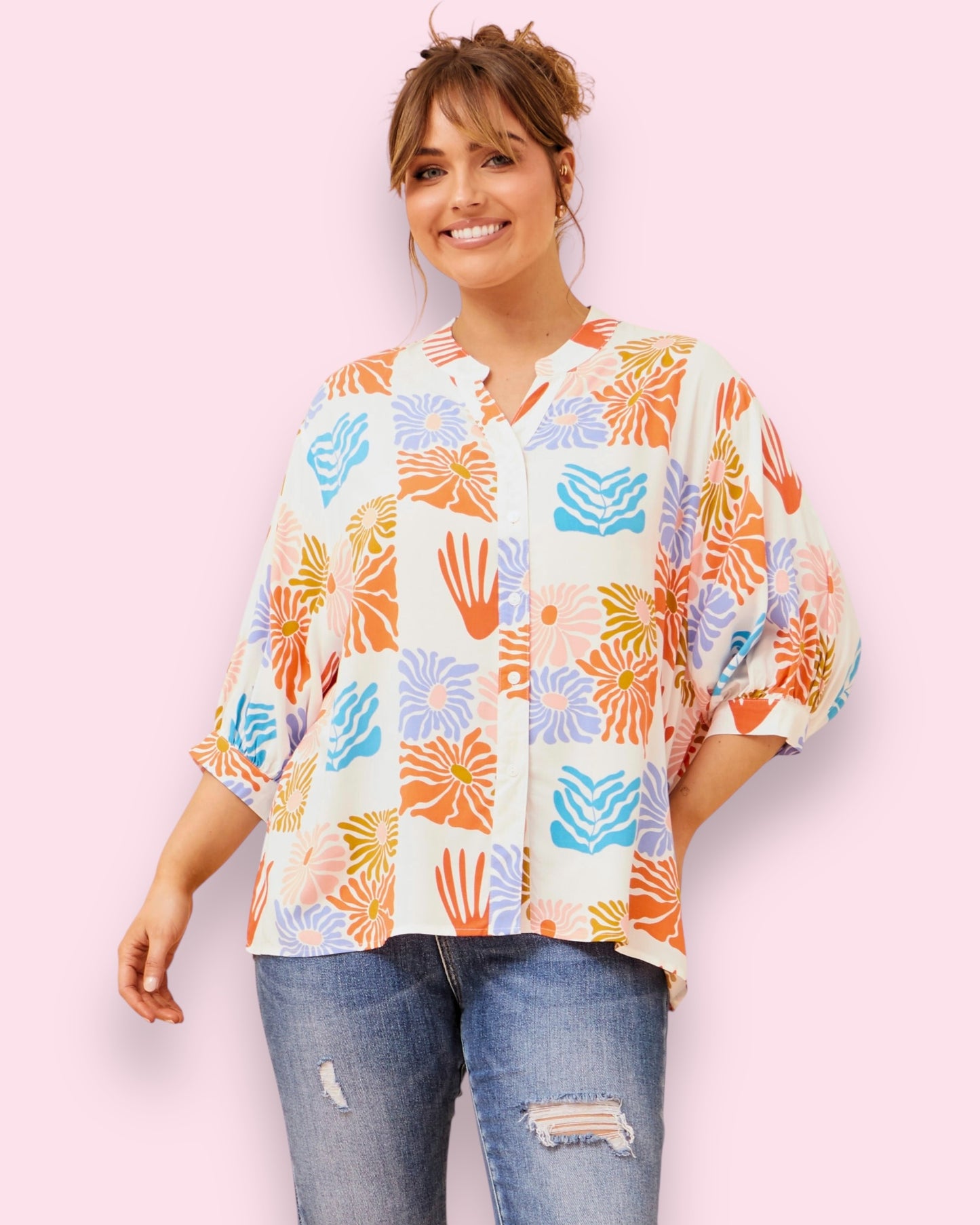 Mia Printed Shirt - Multi White