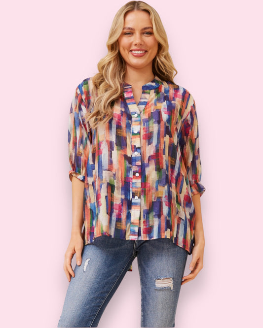 Mia Printed Shirt - Abstract Multi Colour