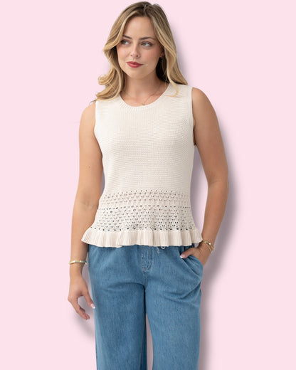 Suzanne Sleeveless Knit - Beige