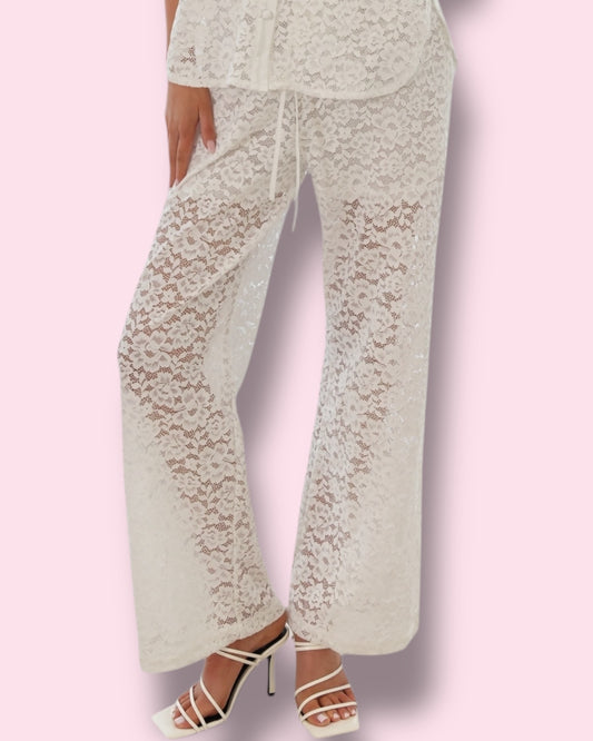 Leyna Lace pants - White