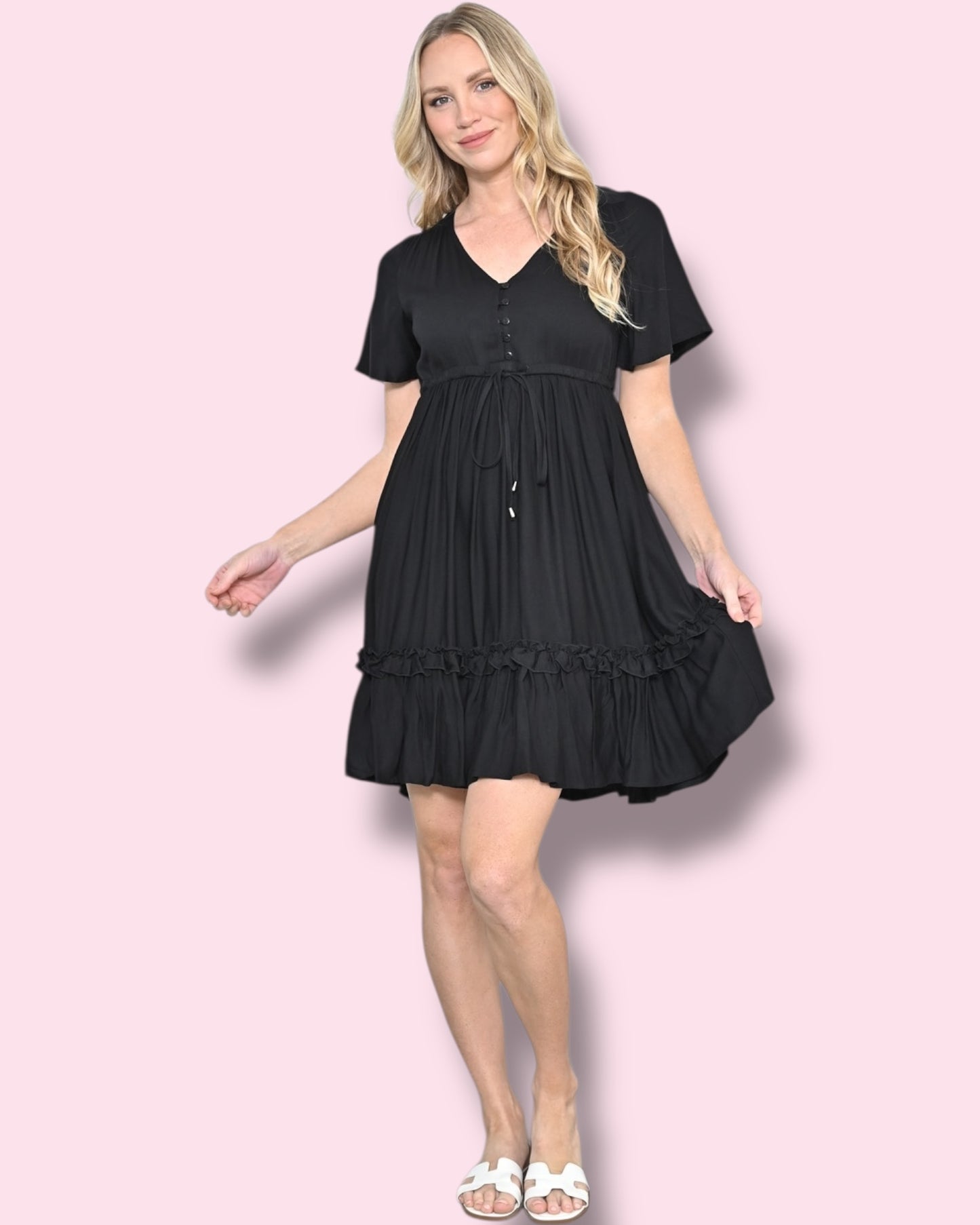 Calista Plain Dress - Black