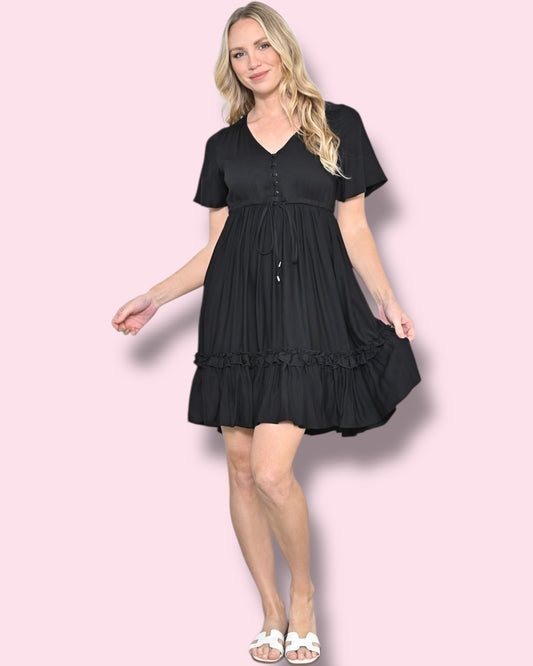 Calista Plain Dress - Black