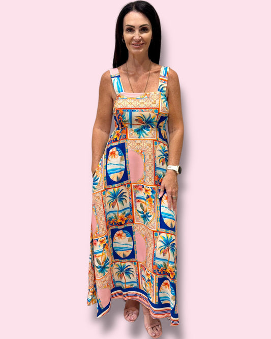 Emily Print Dress - Pink Tropical