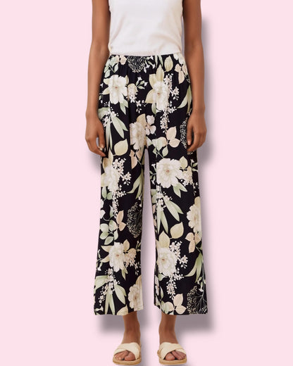 Alba Floral Pants - Navy