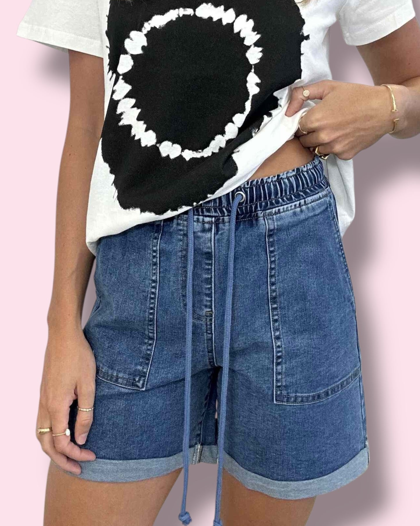 Wendy Elasticised Shorts - Indigo Blue