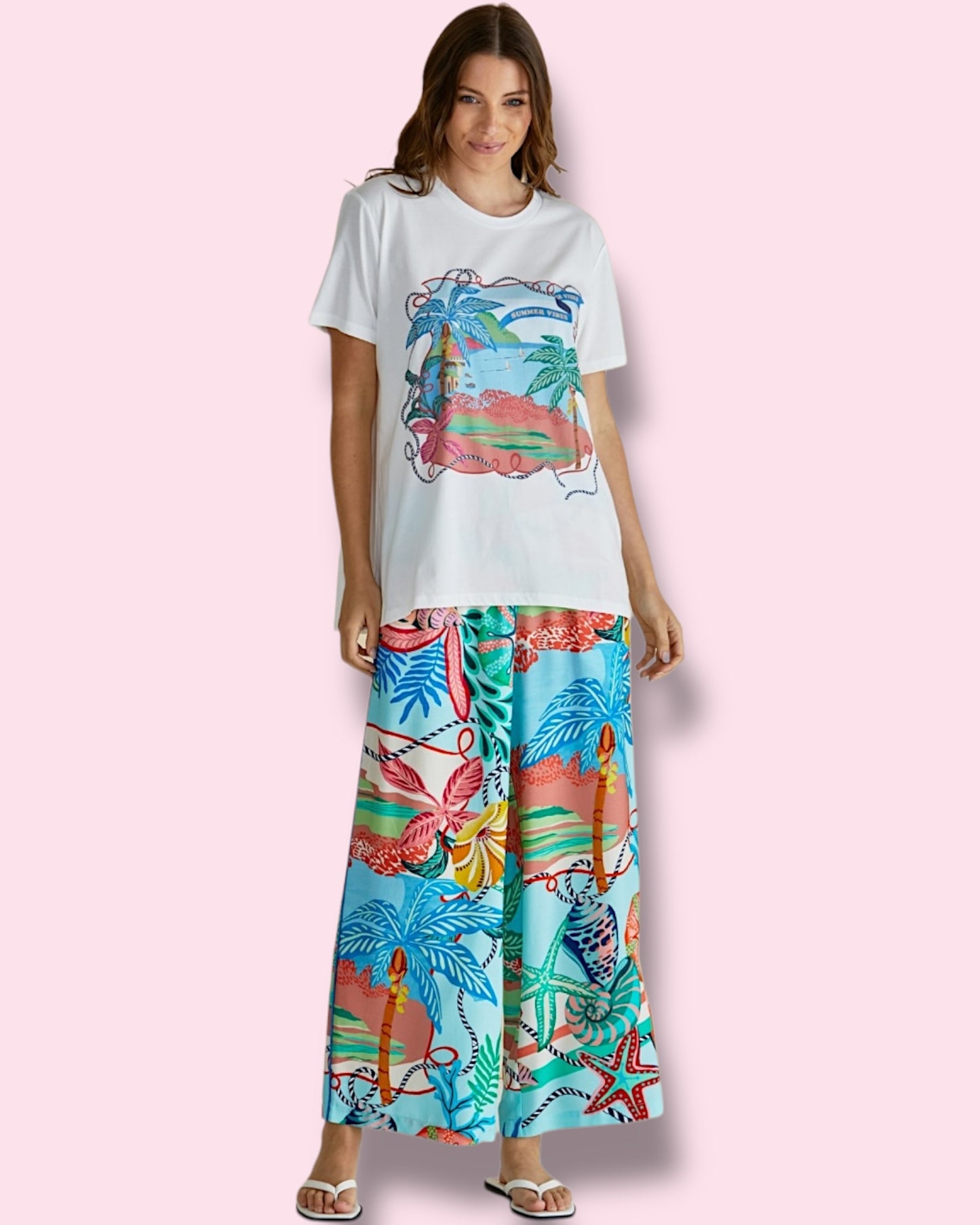 Ellia Crew Tee - Summer Vibes Print