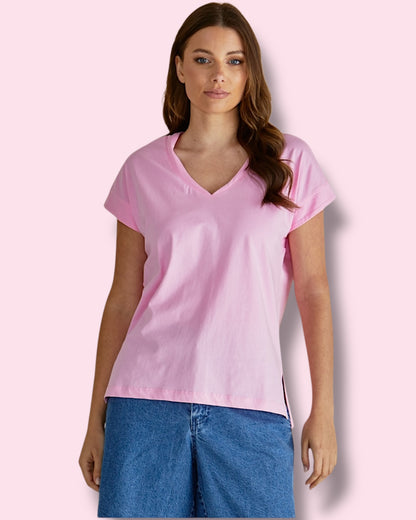 Tracey V-Neck Tee - Pink