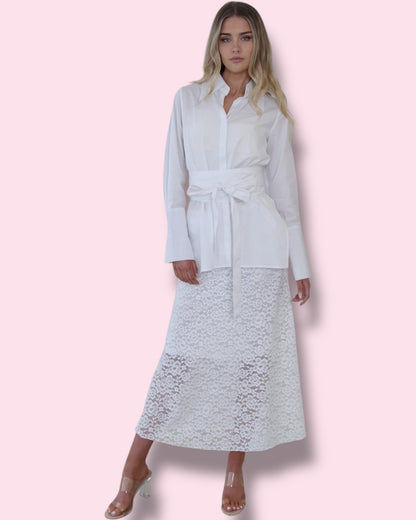 Leyna Lace Skirt - White