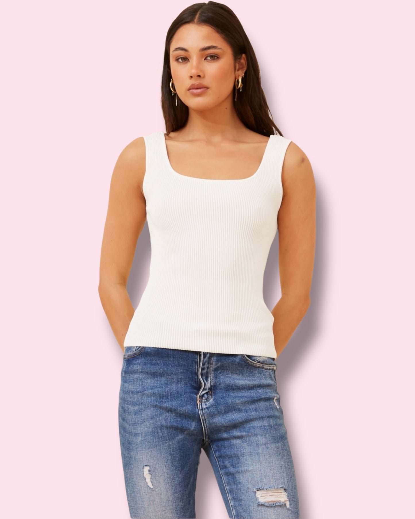 Daria Square Neck Top - White