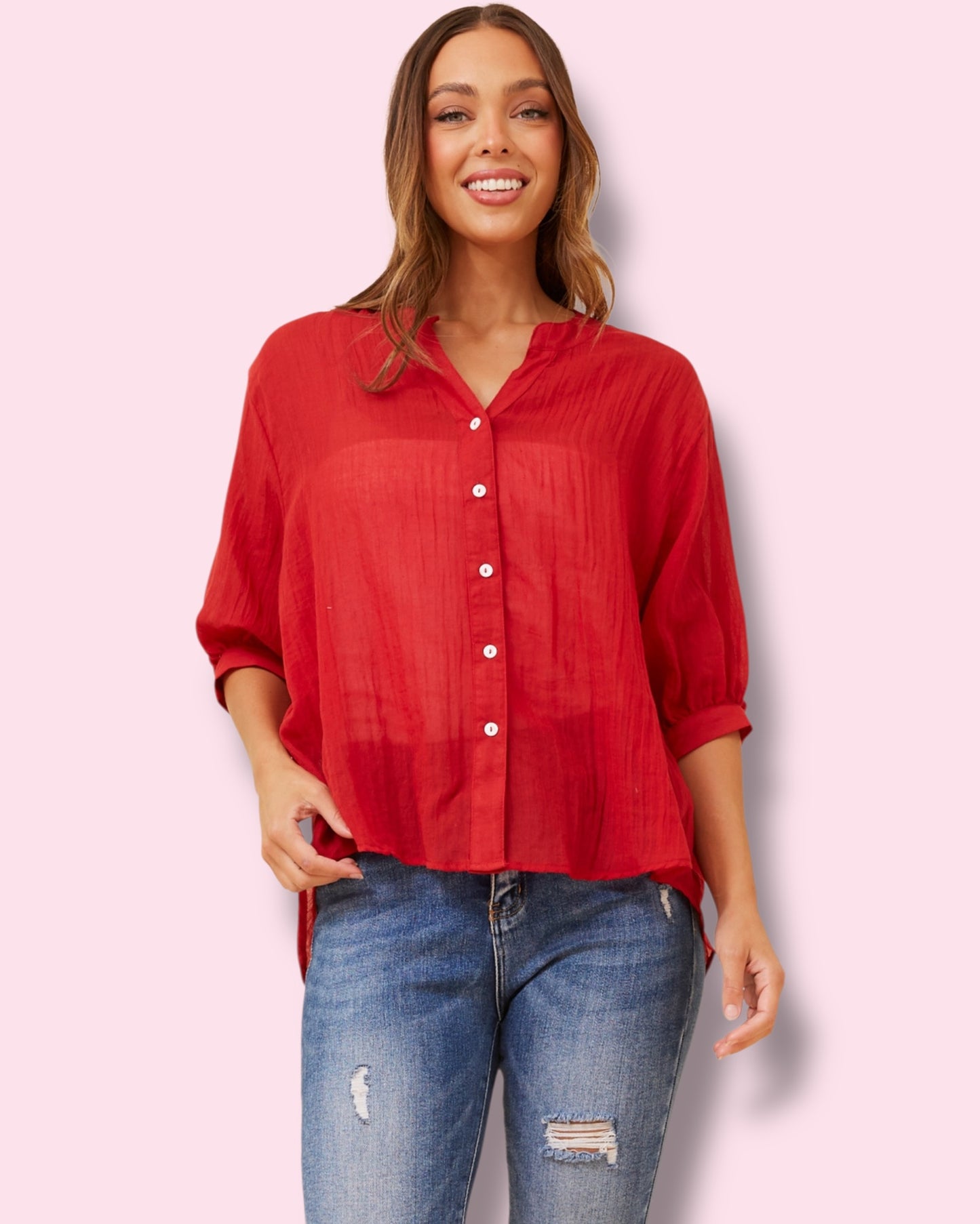 Mia Shirt - Rich Red