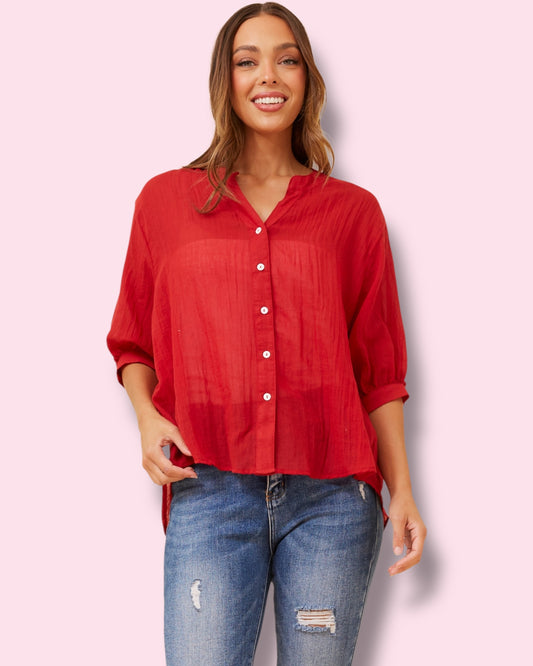 Mia Shirt - Rich Red