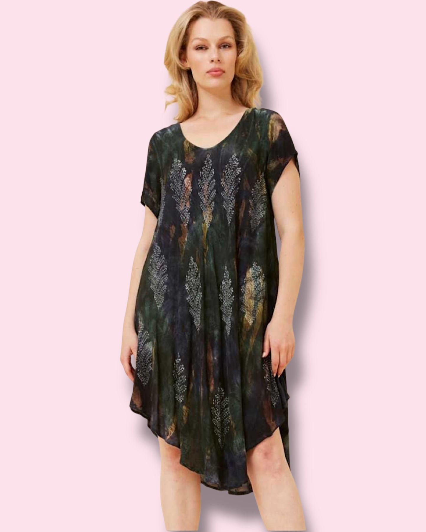 Emerson Umbrella Dress - Emerald Tie Dye