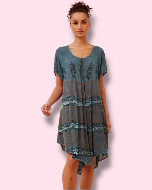 Emerson Umbrella Dress - Green Tie Dye