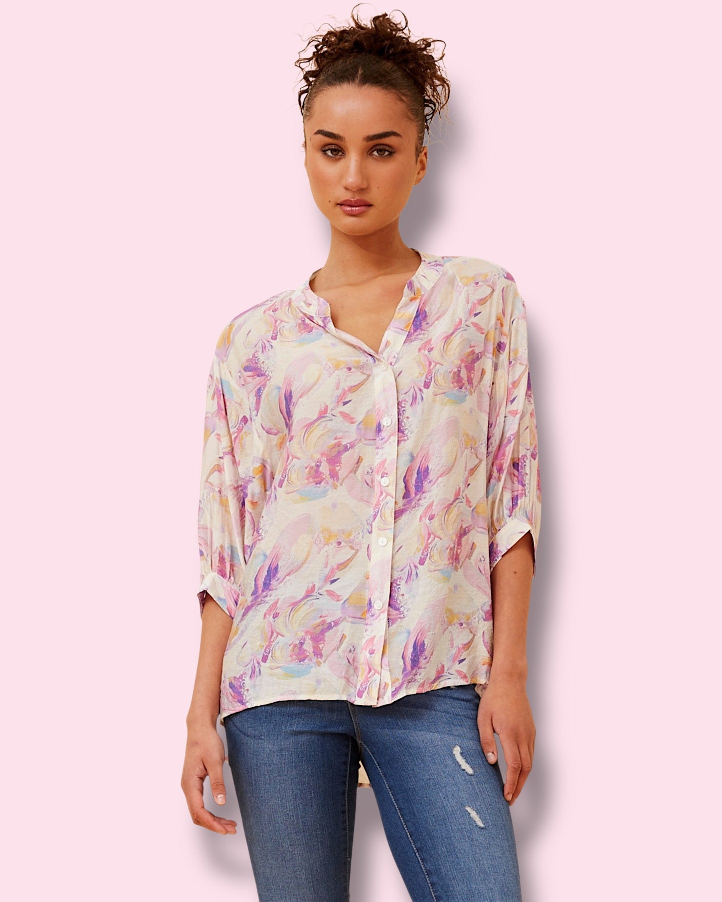 Mia Printed Shirt - Pink