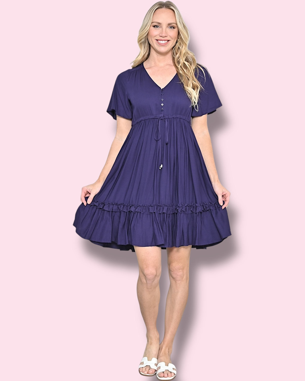 Calista Plain Dress - Purple