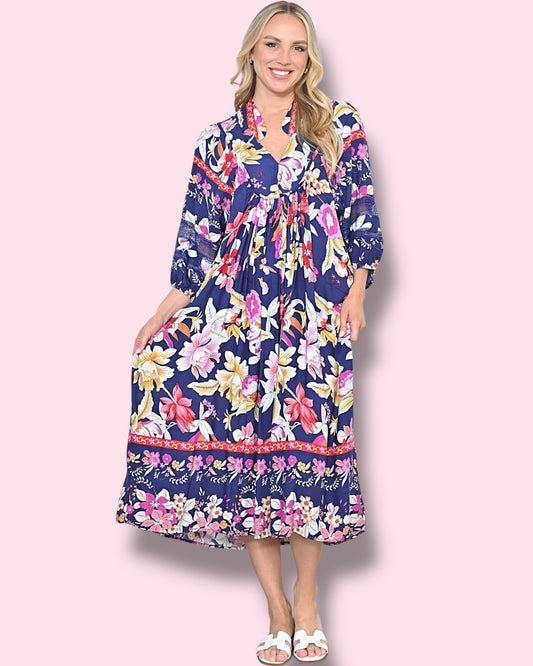 Kristy Printed Maxi - Navy Floral