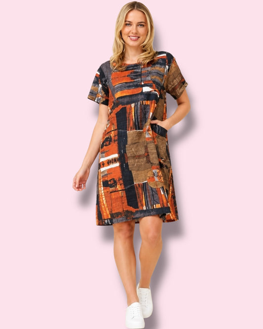 Selena Shift Dress - Burnt Sienna