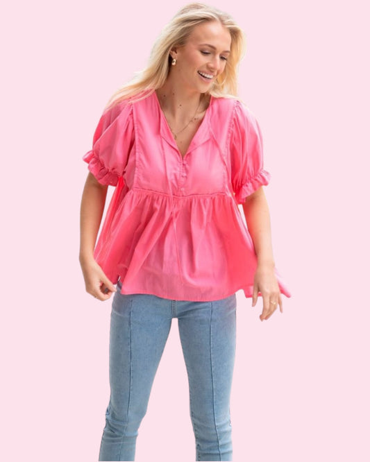 Cassie Cotton Top - Pink